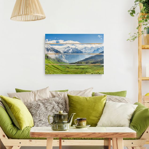 Wood prints landscape Swiss Alpine Panorama