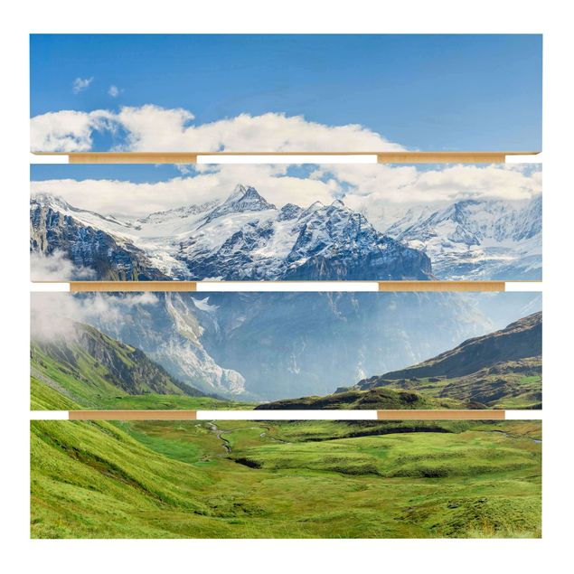 Prints on wood Swiss Alpine Panorama
