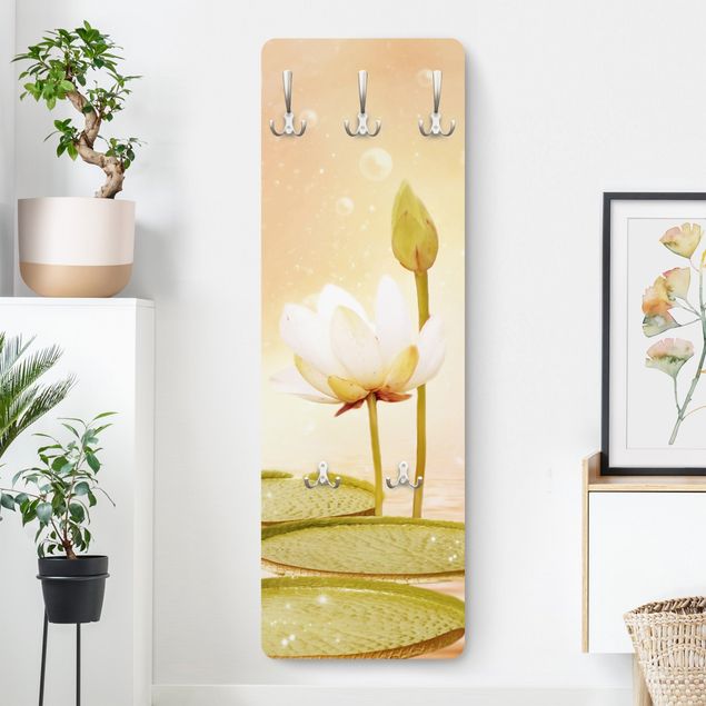 Wall mounted coat rack flower Magical Water Lilies