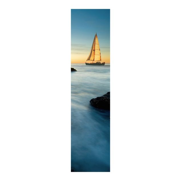 Sliding panel curtains landscape Sailboats On the Ocean
