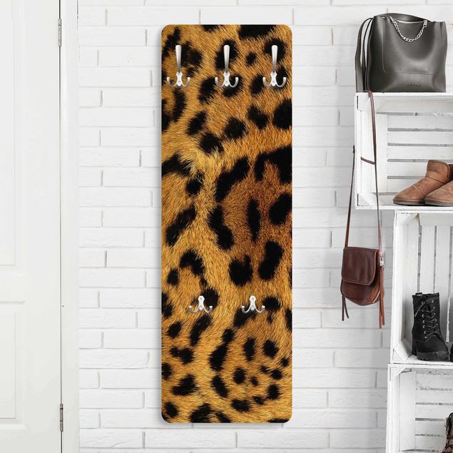 Wall mounted coat rack patterns Serval Cat Fur