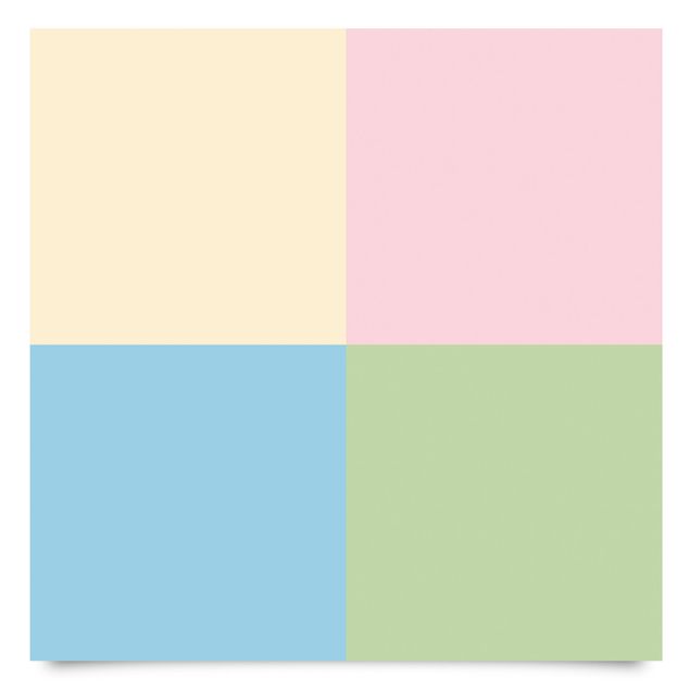 Self adhesive film Set of 4 Squares Pastel colours - Cream Rose Pastel Blue Mint