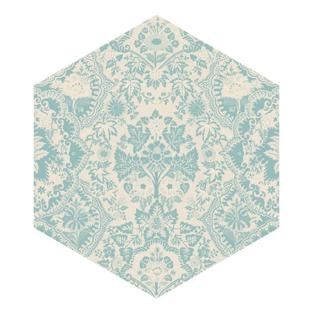 Wallpapers turquoise Shabby Baroque Wallpaper In Azure