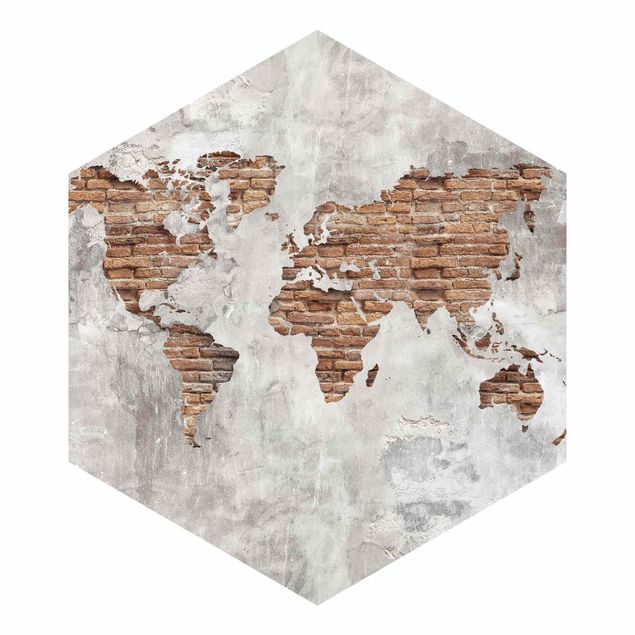 Wallpapers red Shabby Concrete Brick World Map