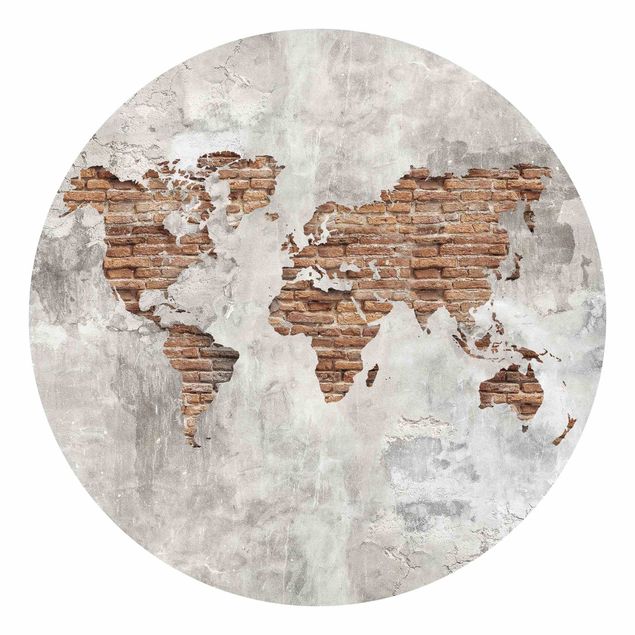 World map wallpaper Shabby Concrete Brick World Map