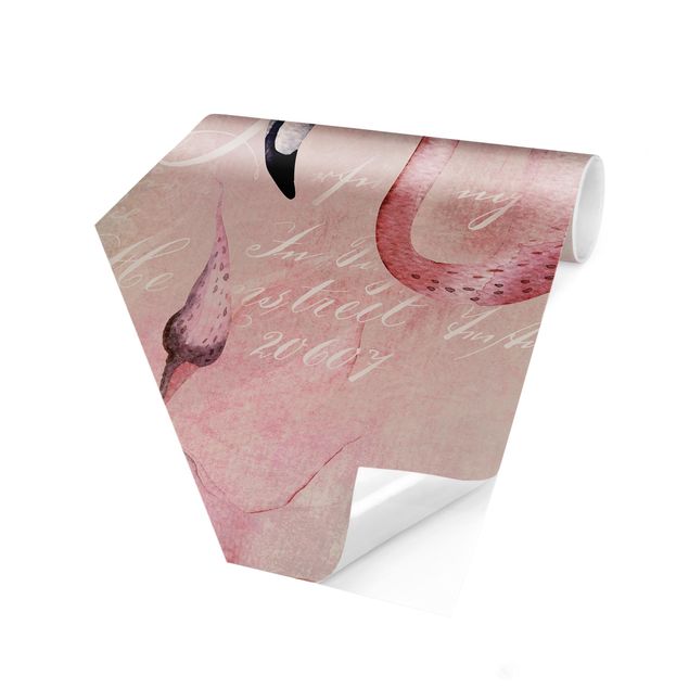 Wallpapers animals Shabby Chic Collage - Flamingo