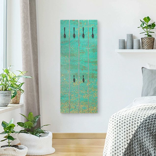 Wall mounted coat rack patterns Shabby Colour Pigments Yellow And Turquoise