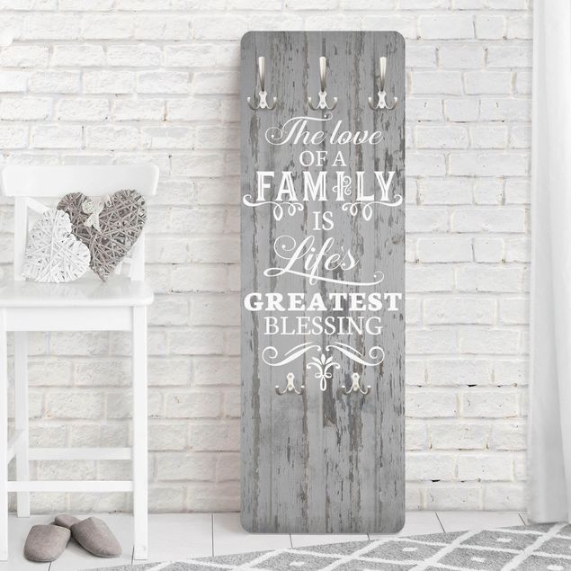 Wooden wall mounted coat rack Shabby Wood - Family Is