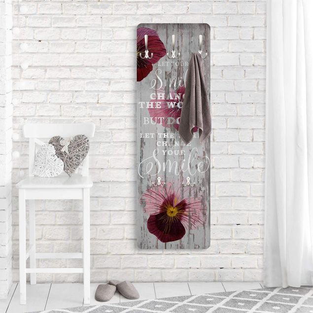 Shabby chic wall coat rack Shabby Orchid - Smile