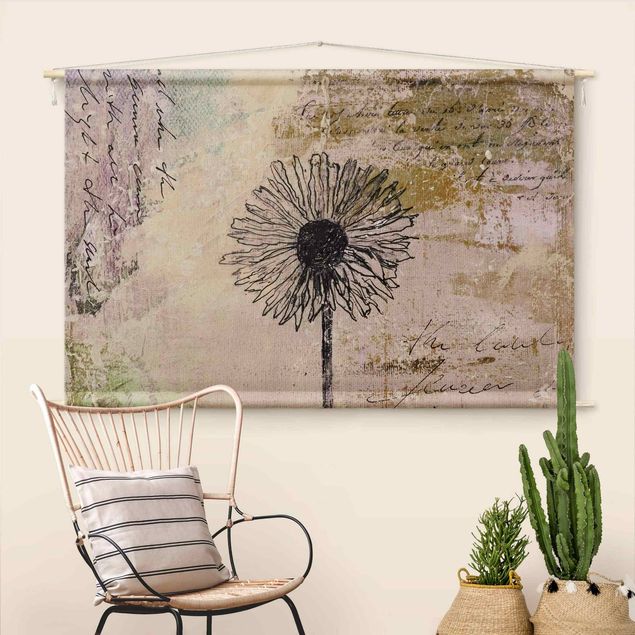 vintage tapestry wall hanging Shabby Dandelion