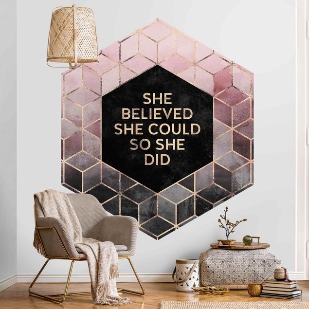 Modern wallpaper designs She Believed She Could Rosé Gold