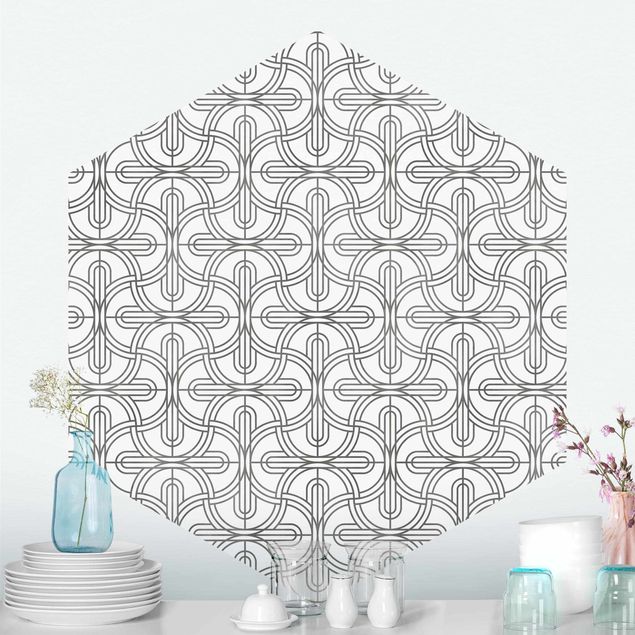 Geometric pattern wallpaper Silver Art Deco Pattern XXL