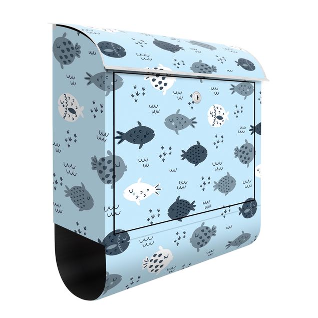Letterboxes animals Scandinavian Fish In Pastel Blue