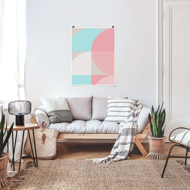 Abstract art prints Scandinavian Shapes In Pastel ll