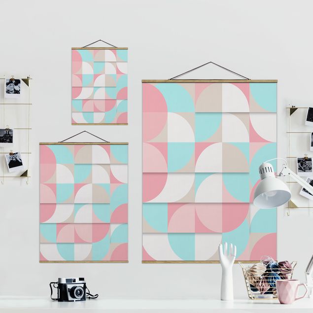 Fabric print with posters hangers Scandinavian Geometry