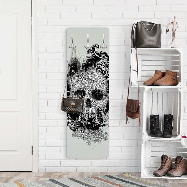 White wall coat rack Skull