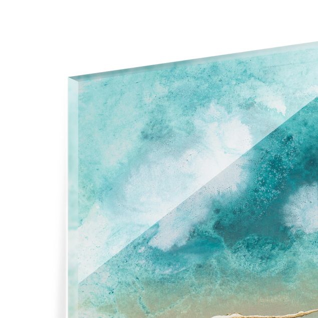Wall art turquoise Emerald Clouds and Gold II