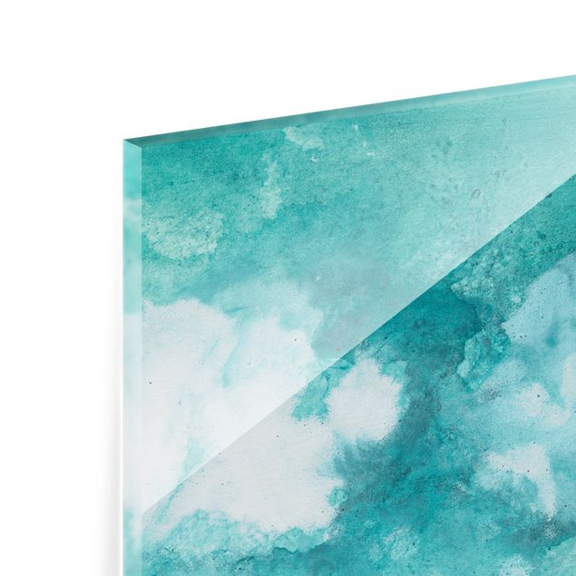Wall art turquoise Emerald Clouds and Gold