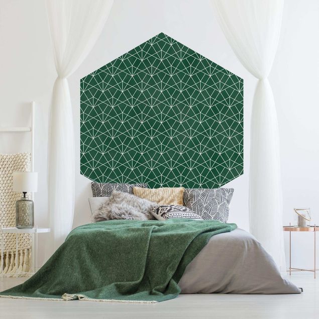 Vintage aesthetic wallpaper Emerald Art Deco Line Pattern