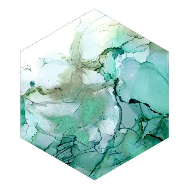 Self-adhesive hexagonal pattern wallpaper - Emerald-Coloured Storm