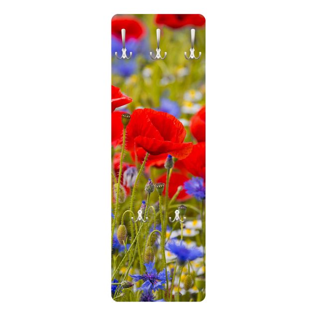 Wall coat hanger Summer Meadow With Poppies And Cornflowers