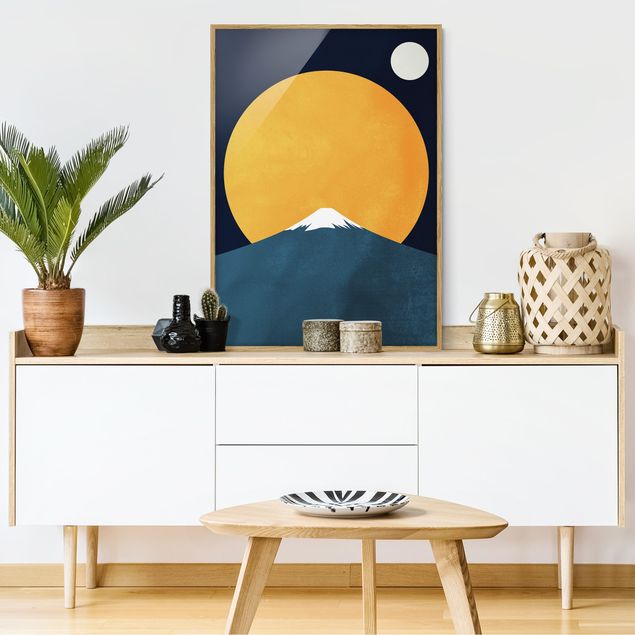 Prints landscape Sun, Moon And Mountain