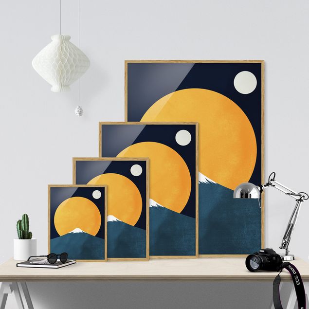 Modern art prints Sun, Moon And Mountain