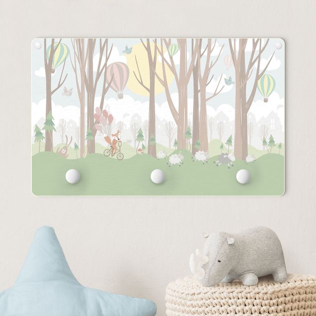 Nursery decoration Sun With Trees And Hot-Air Balloon