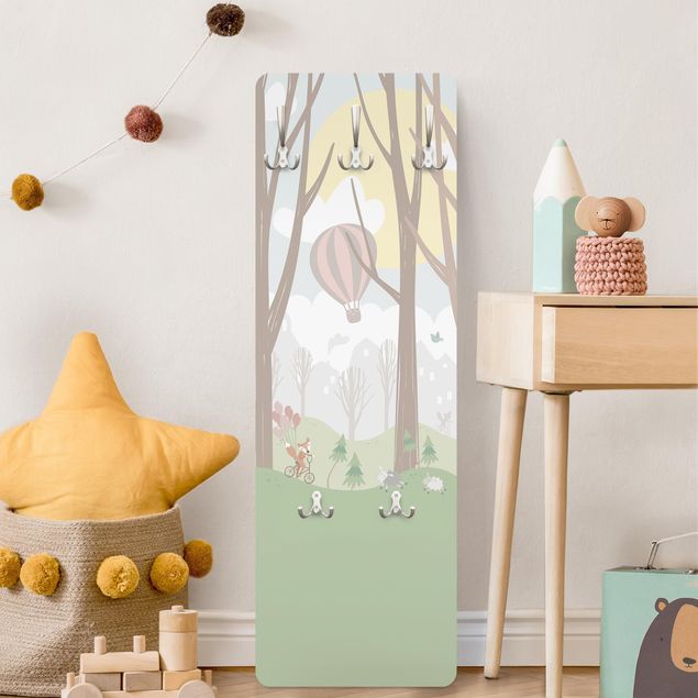 Kids room decor Sun With Trees And Hot Air Balloons