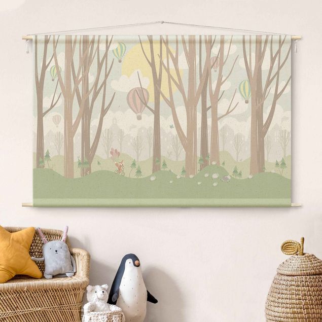 Nursery decoration Sun With Trees And Hot-Air Balloon
