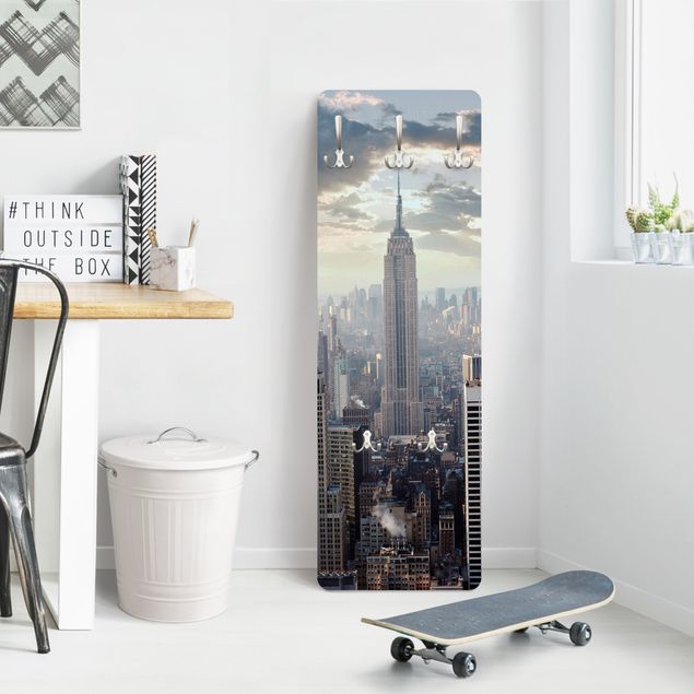 Wall mounted coat rack architecture and skylines Sunrise In New York
