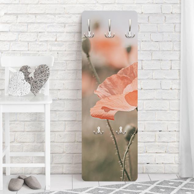 Wall mounted coat rack flower Sun-Kissed Poppy Fields
