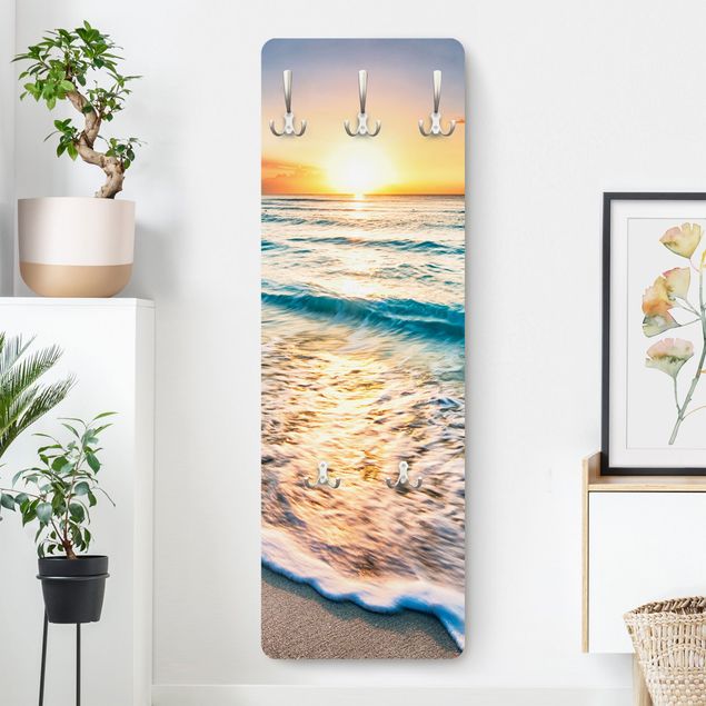 Wall mounted coat rack landscape Sunset At The Beach