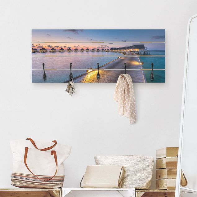 Wall mounted coat rack landscape Sunset In Paradise