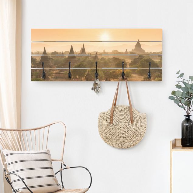 Wall mounted coat rack architecture and skylines Sun Setting Over Bagan