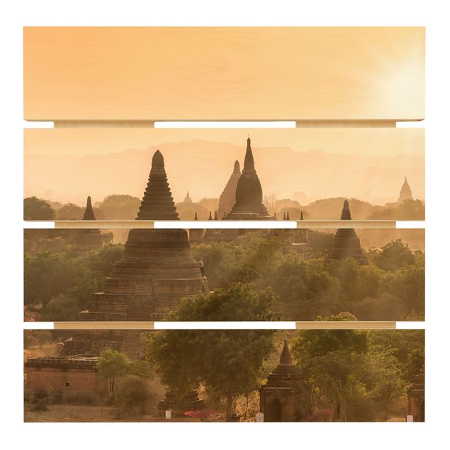 Wood prints Sun Setting Over Bagan