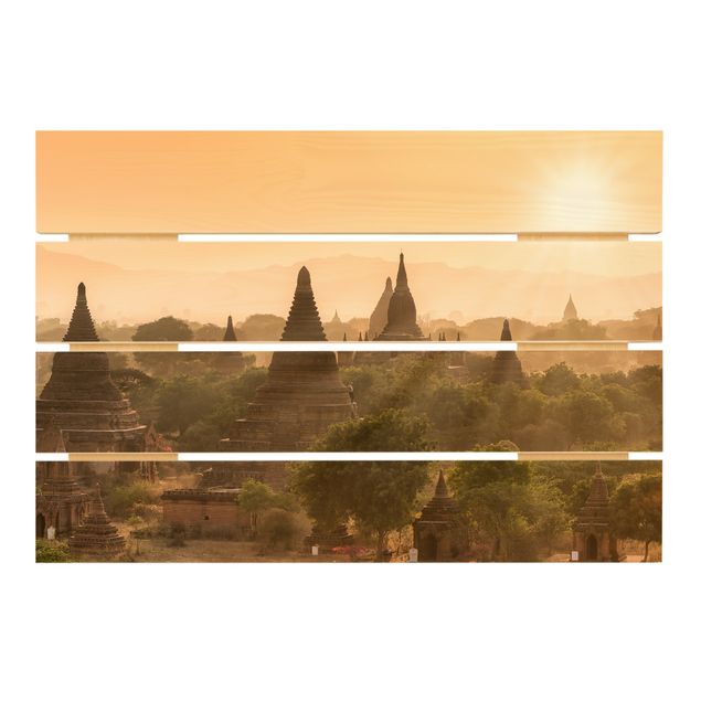 Wood prints Sun Setting Over Bagan