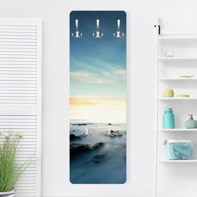 Wall mounted coat rack landscape Sunset Over The Ocean