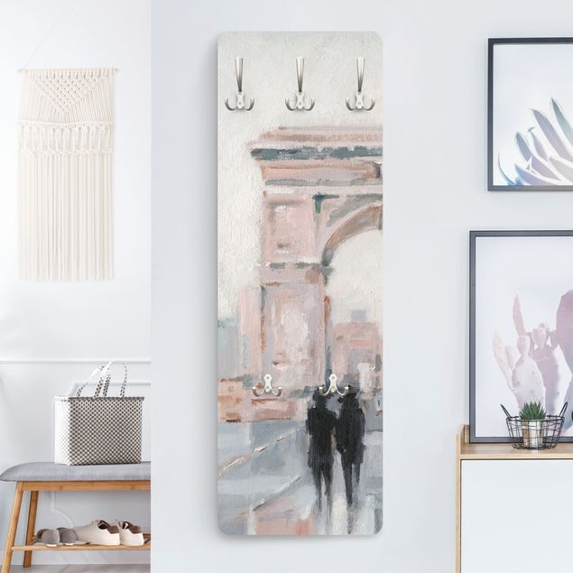 Wall mounted coat rack architecture and skylines Walk In The Morning II