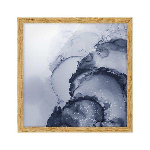 Framed abstract wall art Play Of Colours Blue Ink
