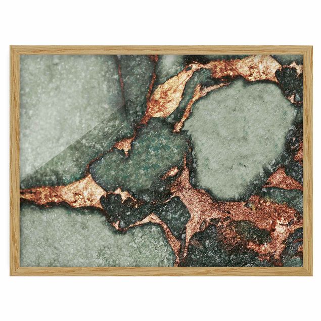 Framed abstract prints Play Of Colours Fern-Green and Gold