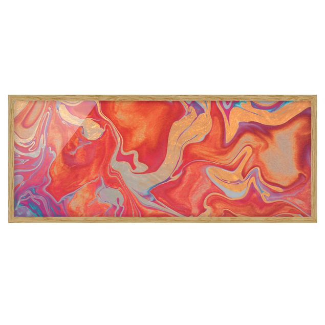 Abstract framed art Play Of Colours Golden Fire