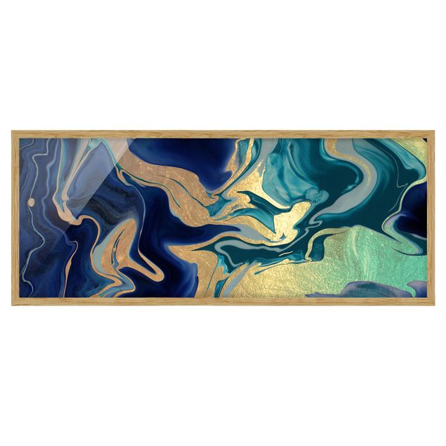 Framed abstract prints Play Of Colours Indigo Fire