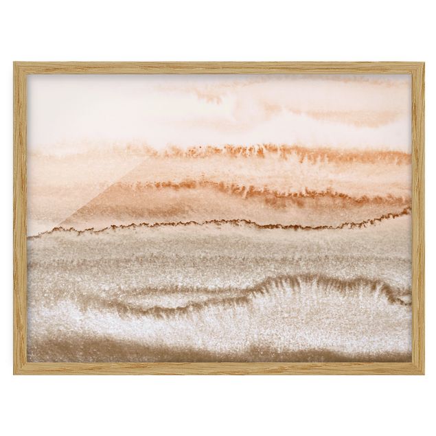 Abstract framed art Play Of Colours Sound Of The Ocean In Sepia-Colours