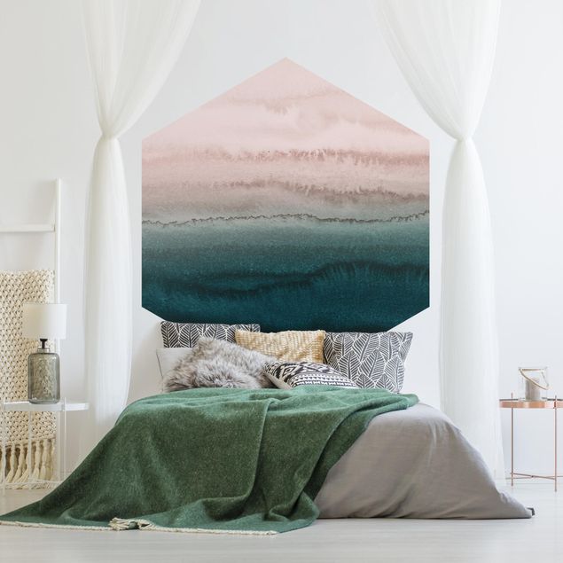 Hexagonal wall mural Play Of Colours Sound Of The Ocean