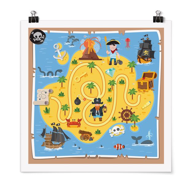 Prints multicoloured Playoom Mat Pirates  - Looking For the Treasure