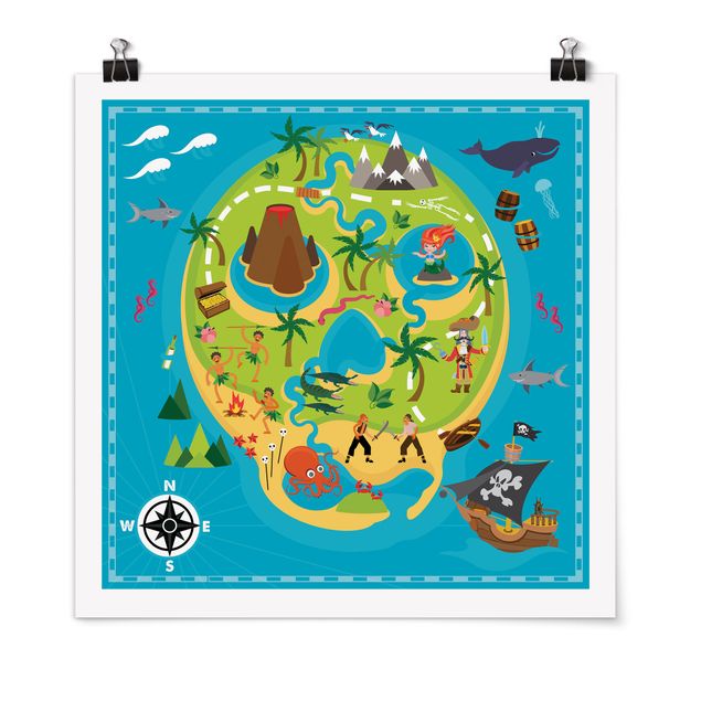Prints multicoloured Playoom Mat Pirates - Welcome To The Pirate Island
