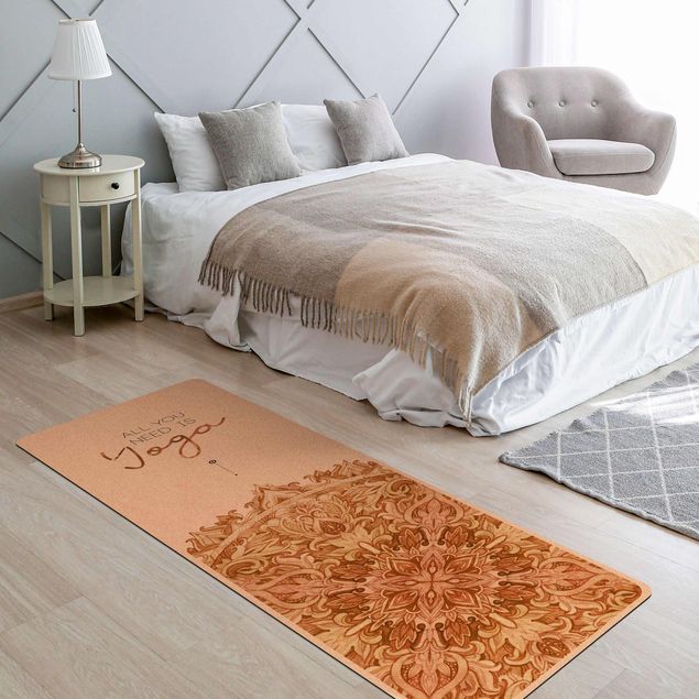 orange area rug Text All You Need Is Yoga Orange