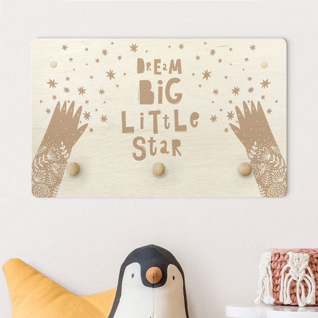 Nursery decoration Text Dream Big Little Star With Flowers Natural