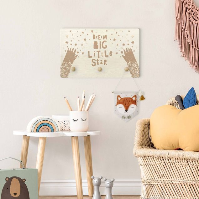 Coat rack quotes Text Dream Big Little Star With Flowers Natural